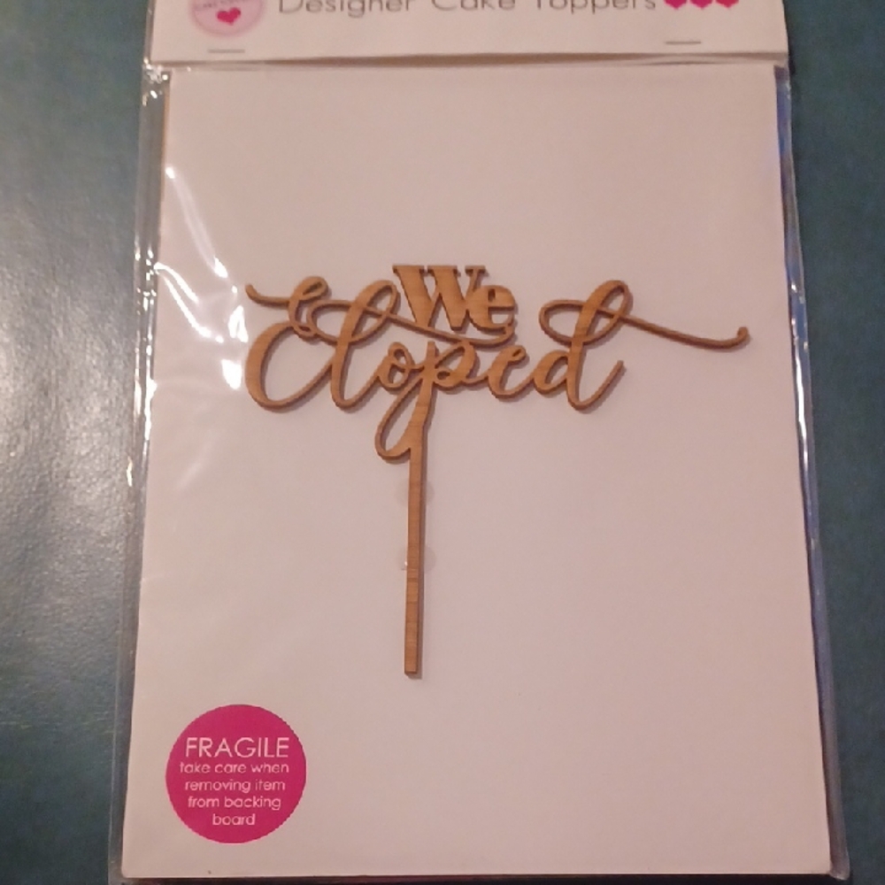 'We Eloped' Gold Cake Topper